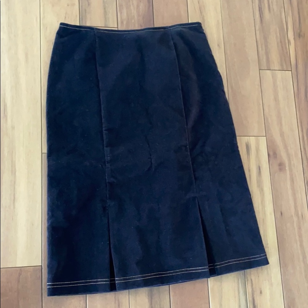 Chocolate brown velvet pencil skirt with slits